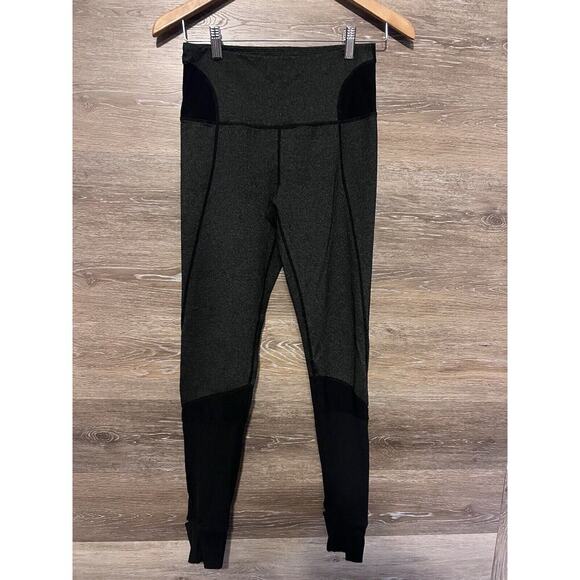 Lululemon Leggings size 6 open heels yoga pilates dancer pockets black grey - Picture 1 of 9